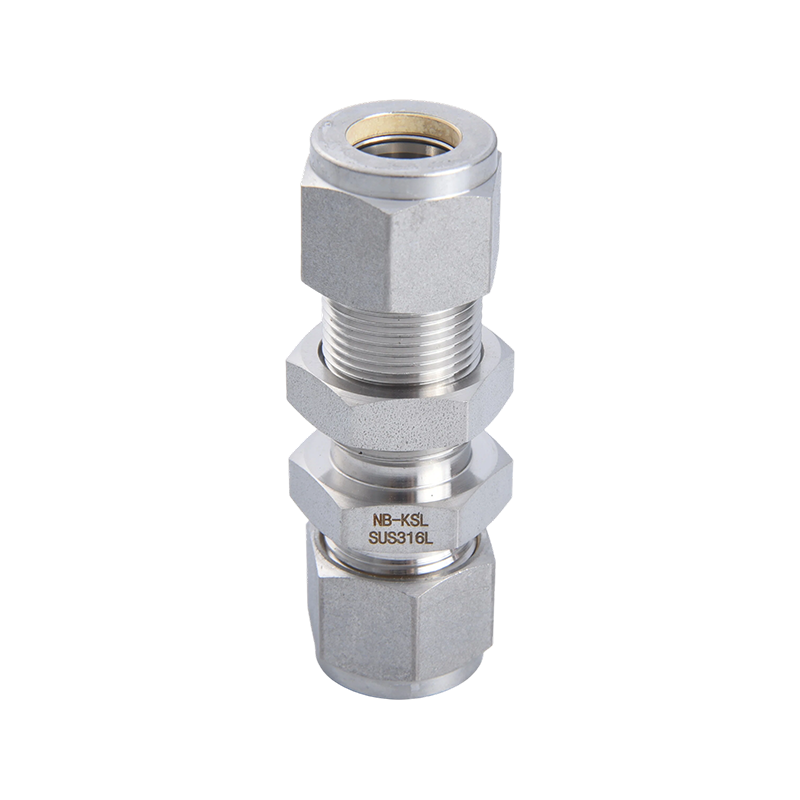 316L Stainless Steel Compression fitting through-plate straight connector
