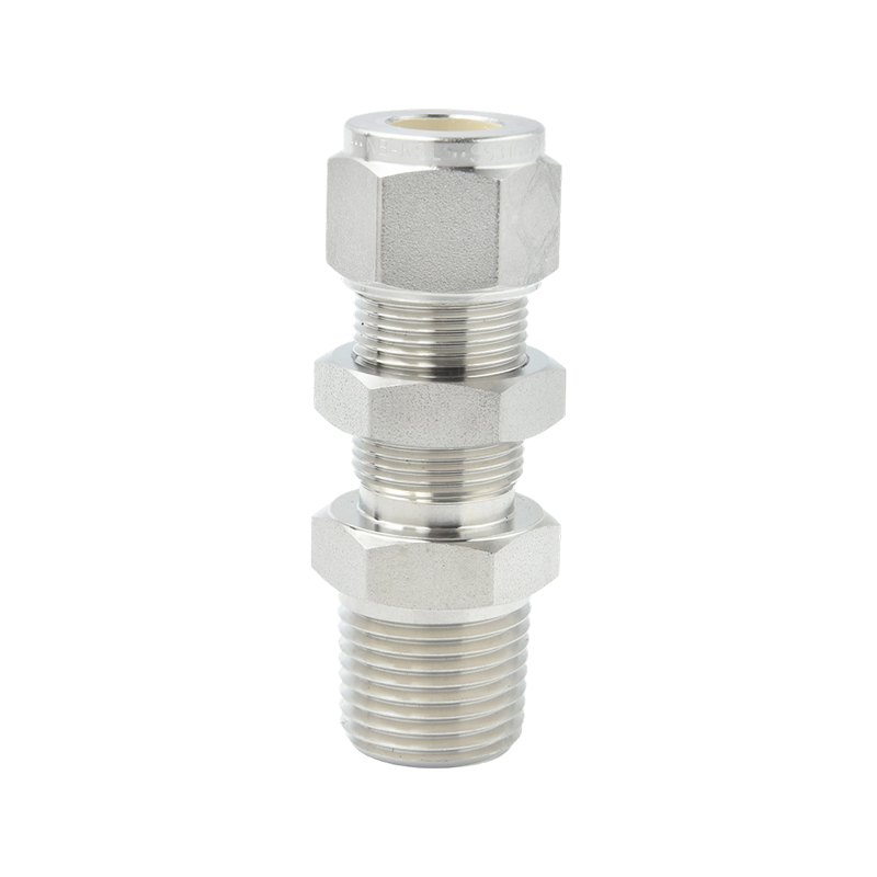 316L Stainless Steel Compression fitting external thread through plate connector
