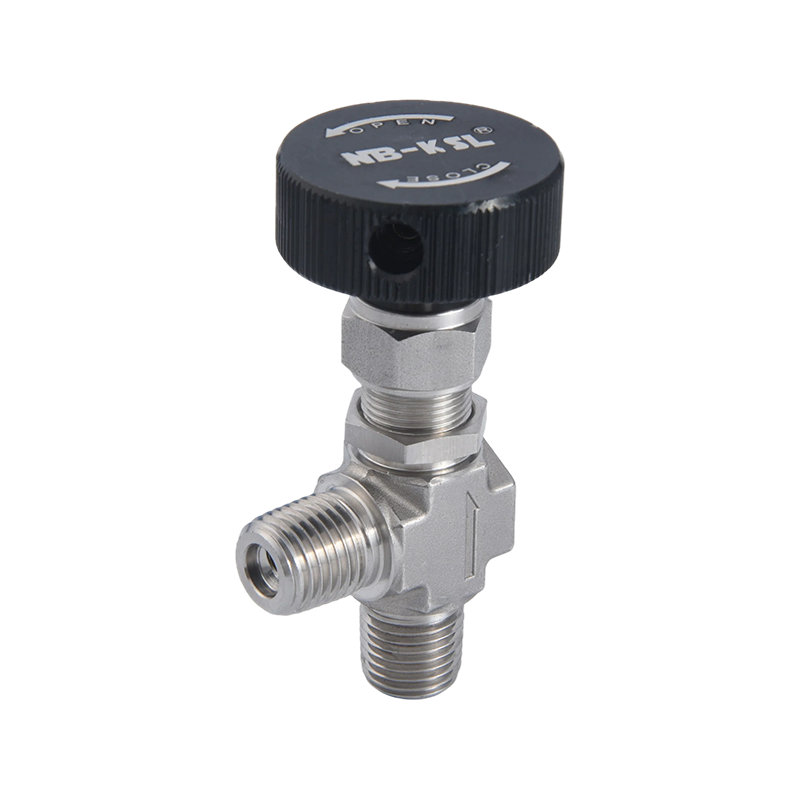 External thread right angle needle valve