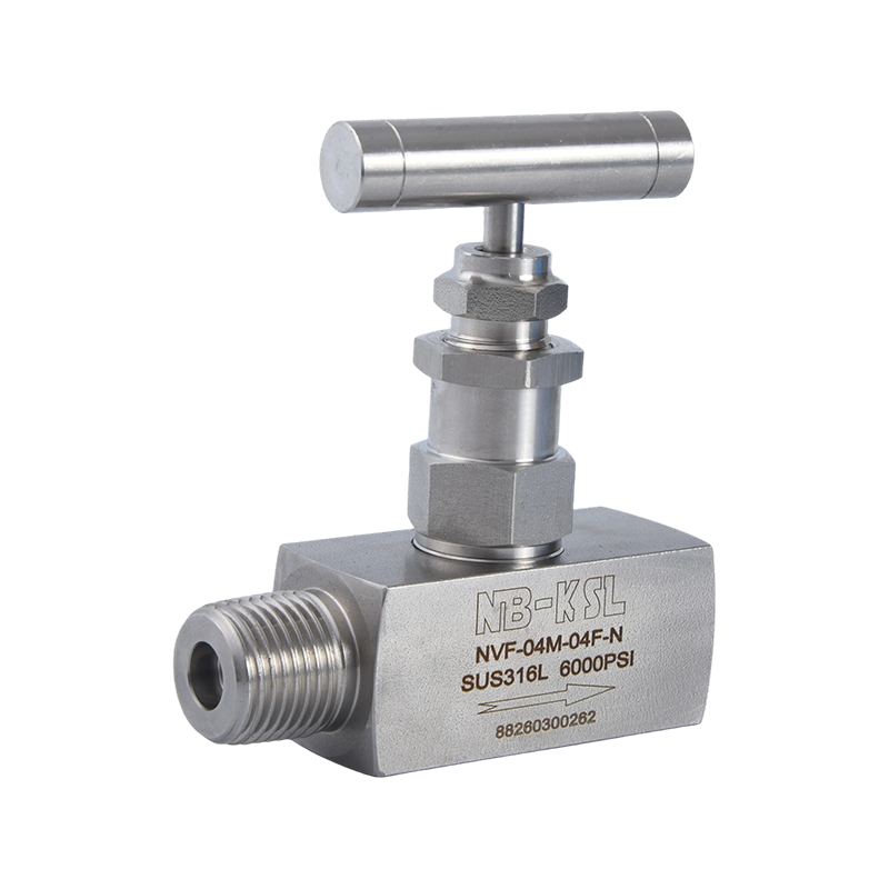 External thread to internal thread needle valve